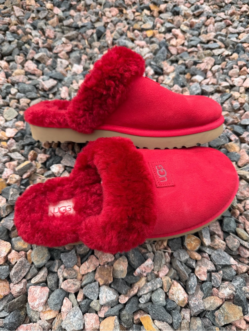 UGG Women's Red Shearling Slide Slippers